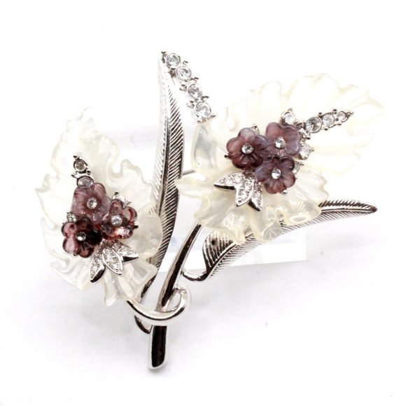 Nolan Miller Signed Designer Purple Flower Bouquet Brooch - Picture 1 of 6